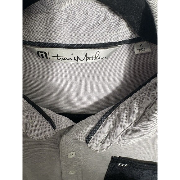 Travis Mathew Golf Polo Gray Size Small Patchwork‎ Pocket - Picture 2 of 3
